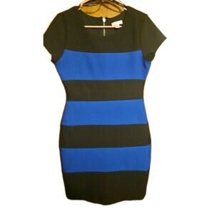 Bisou Bisou Bodycon Size 6 Blue & Black Women's Sheath Short Dress